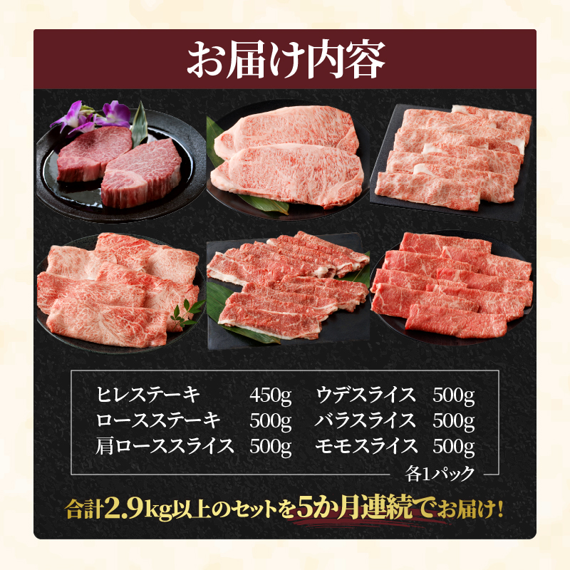 ≪数量限定≫5か月お楽しみ定期便!!宮崎牛食べ尽くし(松コース)総重量14kg以上_T030-020【肉 牛 牛肉 おかず 国産 人気 ギフト 食品 すき焼き しゃぶしゃぶ 焼肉 ステーキ 送料無料 