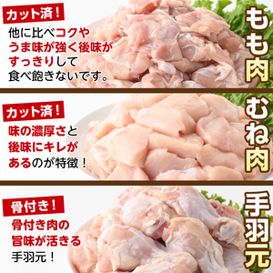 ＜定期便・計3回(隔月)＞ 南国元気鶏 人気商品詰合せ もも肉 ムネ肉 手羽元 合計 9kg 【マルイ食品(鹿児島)】 i1229-A