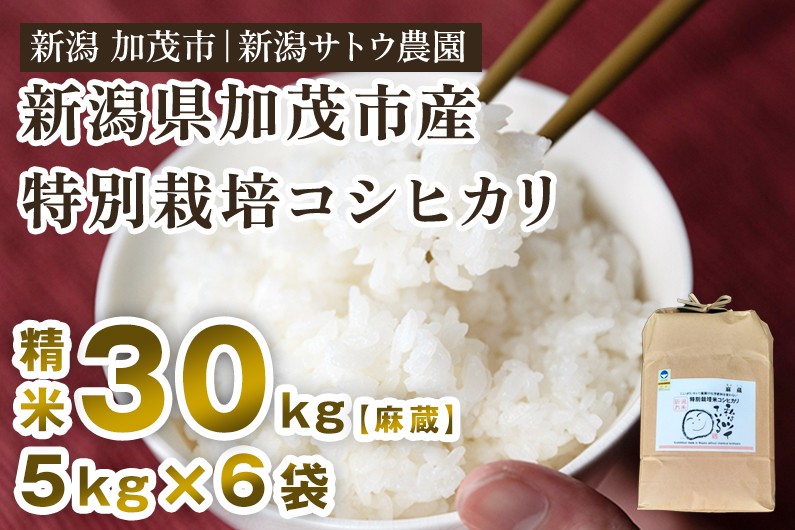 
                  【令和8年産新米先行予約】化学肥料不使用の従来コシヒカリ【麻蔵30kg】 《10月上旬～順次出荷》 新潟県産 新潟産 従来品種 特別栽培 有機肥料で育った厳選米  加茂市 新潟サトウ農園
                