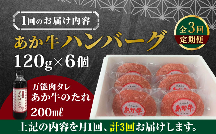 【全3回定期便】【日本ギフト大賞 受賞】熊本県産 あか牛ハンバーグ セット 計720g 冷凍 専用タレ付き あか牛のたれ付き 個包装 熊本和牛【有限会社 三協畜産】[YCG049]