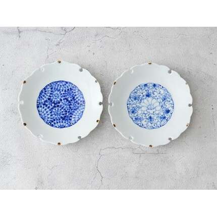 有田焼 雪輪5寸銘々皿 蛸唐草と花唐草の2枚セット 大慶 A15-227_イメージ2