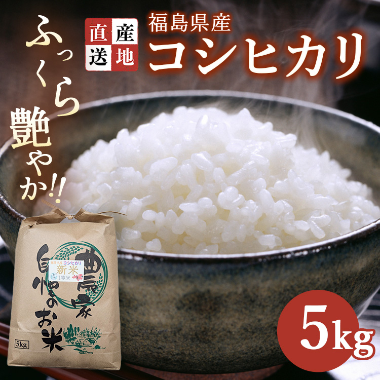 令和7年産 コシヒカリ 5kg ｜ 白米 精米 生産者直送 産地直送 猪苗代産 はんざわエコファーム ※沖縄・離島への配送不可