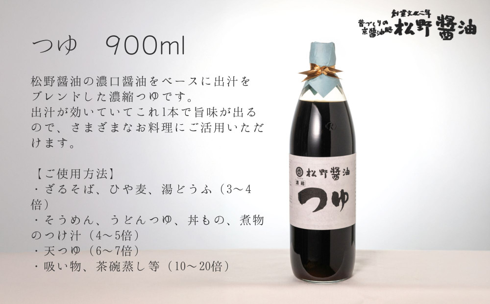【松野醤油】鷹峯のみやび《昔づくりこいくち醤油 / つゆ / 柚子ぽんず》計3本セット [ 京都 京醤油処 京醤油 老舗 名店 手造り 松野家秘伝 本格 人気 おすすめ お取り寄せ 通販 ふるさと納税