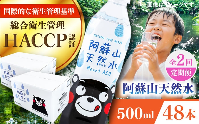 
                  【全2回定期便】阿蘇山天然水 500ml 計48本(24本×2ケース)  / 天然水 ミネラルウォーター 水 飲料水 防災 備蓄 ペットボトル 500ml 国産 長期保存 天然水 ミネラルウォーター 水 飲料水 阿蘇の天然水 熊本県 菊陽町【丸富産業株式会社】 [BHDG015]
                