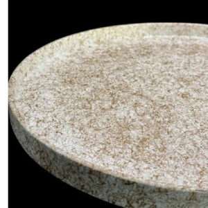 木製 丸トレイ 乱糸 (マット仕上げ) 純白