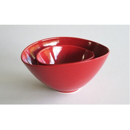 ARITA PORCELAIN LAB(アリタポーセリンラボ) 赤釉・なぶり鉢セット 有田焼 モダン 小鉢 麺鉢 サラダボウル A40-223_イメージ2