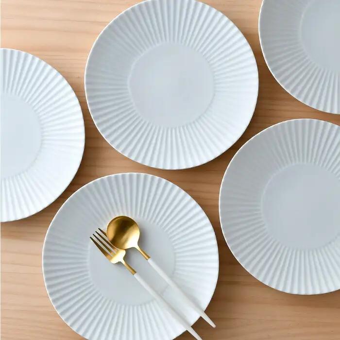 【波佐見焼】しのぎ 大皿5枚セット(白マット) 食器 プレート【一龍陶苑】[CC79] 波佐見焼