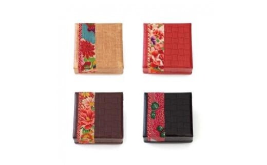 柿渋塗 四つ目箱 小箱サイズ4色布付セット【TN90】