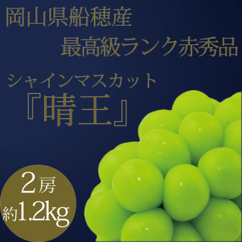 [HS]ぶどう 2025年 先行予約 9月・10月発送 最高級品 シャインマスカット 晴王 2房 約1.2kg ブドウ 葡萄 岡山県産 船穂産 フルーツ 果物 ギフト
