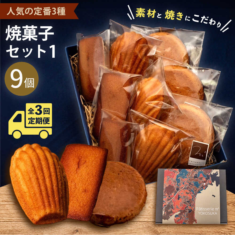 【ふるさと納税】【全3回定期便】焼菓子セット1（ガレット・オ・ブール3個 フィナンシェ3個 マドレーヌ3個）焼き菓子 焼菓子 詰め合わせ 詰合せ ギフト 贈り物 定期便 【パティスリーエムニジョウ】[AKEW005]