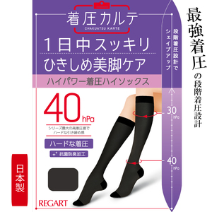 【メディックピエドシリーズ】高着圧ハイソックス MP-HS320 M23-25cm ブラック【GFM145】