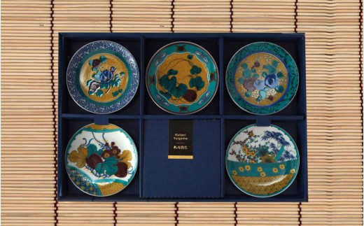 九谷焼　3.5寸豆皿　吉田屋風　5枚セット