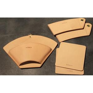 【minca】栃木レザーのカフェグッズ3アイテム5点セット 自宅、オフィス、キャンプシーンでのカフェタイムに/タン(生成)　678【日用品 人気 おすすめ 】