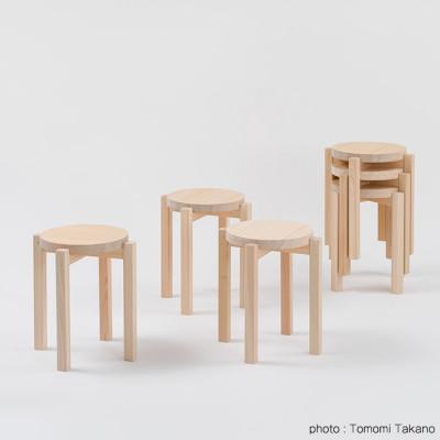 ふるさと納税 津山市 ヒノキのラウンドスツール(ウレタン塗装)　TSUYAMA FURNITURE |  | 01