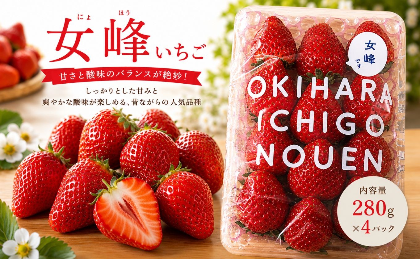 
                  【先行予約】いちご 女峰 1,120g (280g×4P)｜いちご 苺 ichigo 女峰 ミルキーベリー とちひめ とちあいか とちおとめ やよいひめ 粒 栃木県 那珂川町 送料無料【栃木県共通返礼品】
                