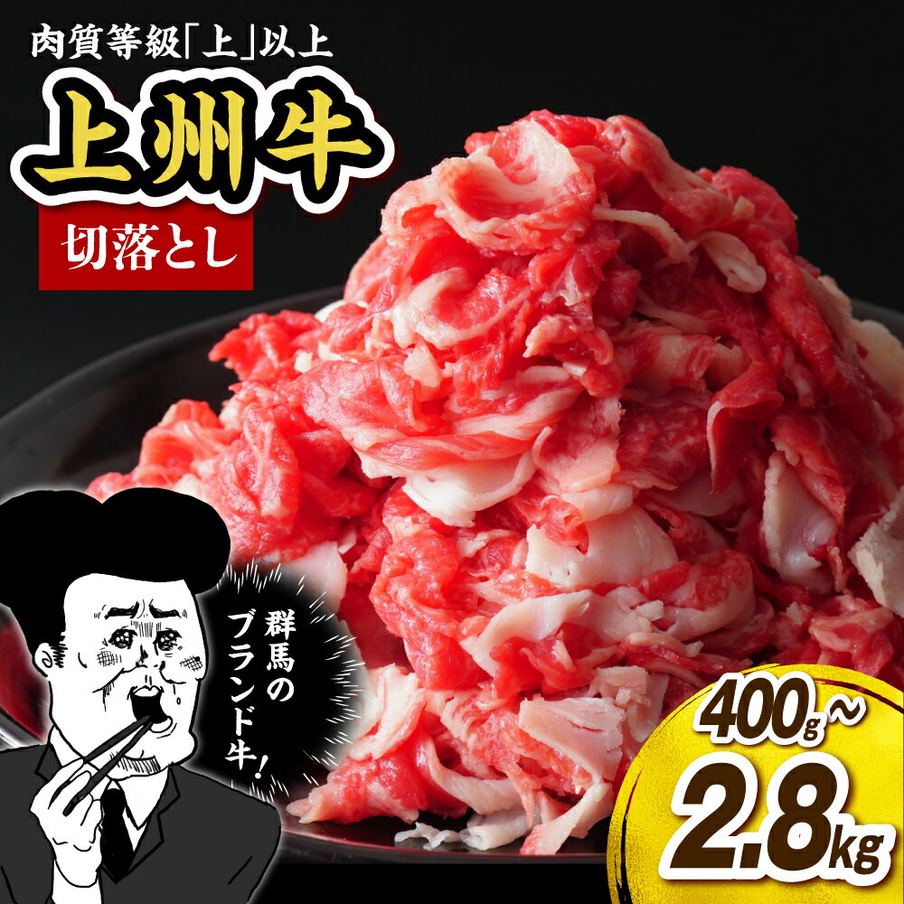 【ふるさと納税】 上州牛 主 肩肉 切り落とし（ 牛丼、牛皿 用等） 選べる内容量 ( 400g / 1kg / 1.65kg / 2.8kg ) 主カタ肉 肉 牛肉 主肩肉 国産 群馬 黒毛 牛 赤身 さっぱり 冷凍 お取り寄せ 産地直送 プレゼント ギフト 群馬県 千代田町
