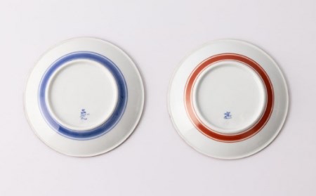 肥前吉田焼いげ皿ソフィア15cm2色セット赤青 NAZ505 
