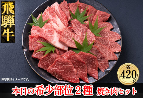 【冷凍】飛騨牛本日の希少部位2種焼肉セット 各420g【11-27】