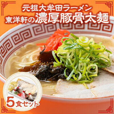 【ふるさと納税】《元祖大牟田濃厚豚骨太麺》「東洋軒」の大牟田ラーメン(5食)_ ラーメン 豚骨 大牟田市 東洋軒 ご当地ラーメン 麺類 美味しい 人気 送料無料【配送不可地域：離島】【1525360】