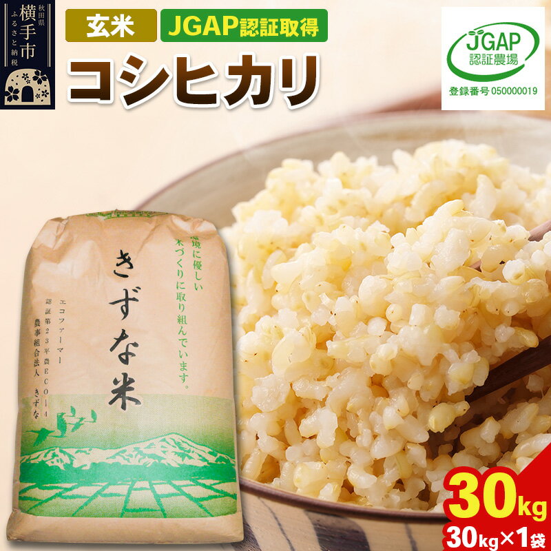 【ふるさと納税】【玄米】令和7年産 秋田県産 コシヒカリ 30kg(30kg×1袋) 【JGAP認証】【秋田県特別栽培農産物認証】