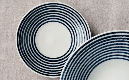 【波佐見焼 マルヒロ】BARBAR 藍駒 中皿・大皿ペアセット（4点）[EB214]