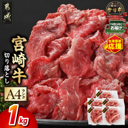 生産農家応援! 宮崎牛切り落とし1kg≪スキンパック包装でお届け!≫≪みやこんじょ快速便≫_MJ-26-005-1kg-R【肉 牛肉 スライス 人気 おすすめ すきやき しゃぶしゃぶ 焼き肉 焼肉 BBQ】