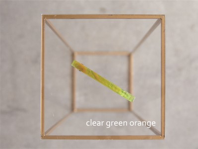 アクリル製ロングバレッタ clear green orange（クリアグリーンオレンジ） eME long baretta 髪留め ヘアクリップ ヘアアクセサリー 