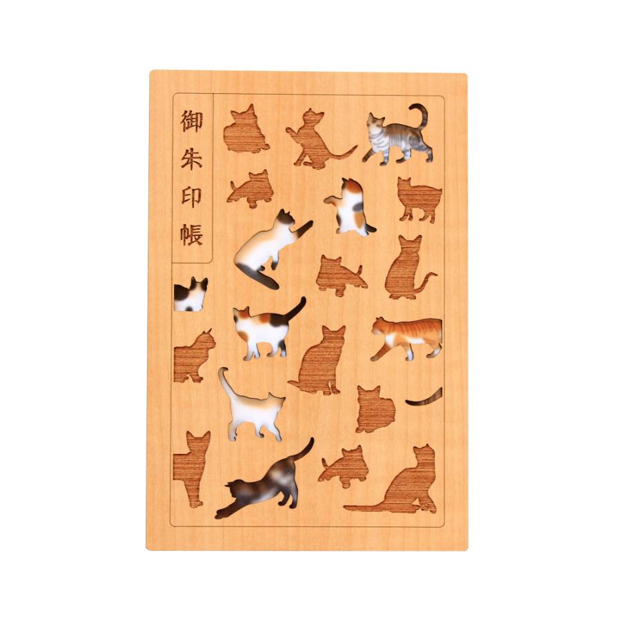 ＜CRU-CIAL＞木の表紙の御朱印帳「福猫」と選べるバンド セット