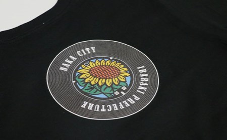 バックプリント那珂市 マンホールTシャツ 黒 S M L XL ひまわり ご当地オリジナルデザイン オリジナルギフト 都道府県 リンクコーデ Tshirt ティーシャツ Tシャツ ご当地グッズ おしゃ