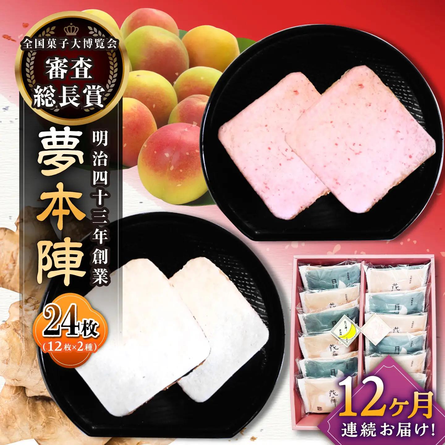 【12回定期便】夢本陣 24枚（12枚×2種） /恵比須堂 [UBQ016] 煎餅 せんべい