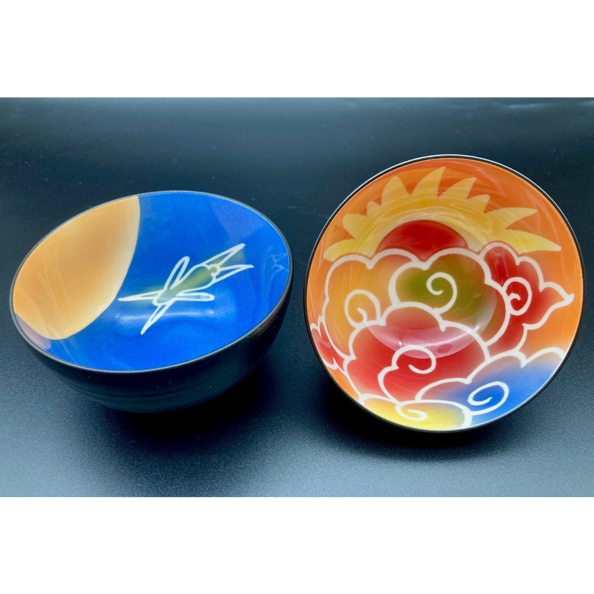 有田焼 伝作窯 黒助茶碗 月と太陽 ペアセット A40-179_イメージ2