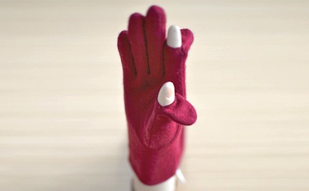 レディース手袋　カシミヤ100％（指で～る） ファッション 小物 カシミヤ手袋  ボルドー