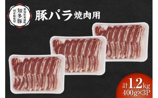 戸田ファーム 知多豚 豚バラ焼肉用 400g×3パック（計1.2kg）│豚肉 豚バラ 焼肉 新鮮 美味しい 肉 豚 冷凍 国産
