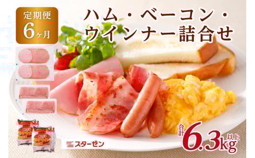 【定期便6ヵ月】ハム・ベーコン・ウインナー詰合せ ns009s-016 【豚肉 肉 ハム ベーコン ウインナー 豚ロース サラダ サンドイッチ】