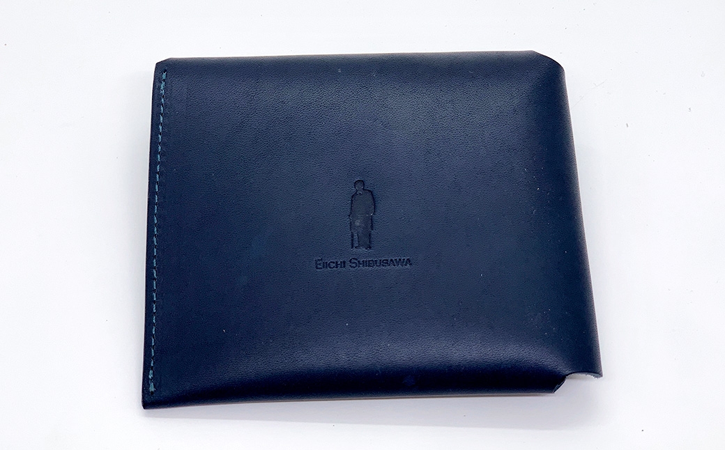 渋沢栄一翁 コンパクト財布 （ ネイビー ） コンパクト フランス革 財布 小物 牛革 革 革製品 収納 収納品