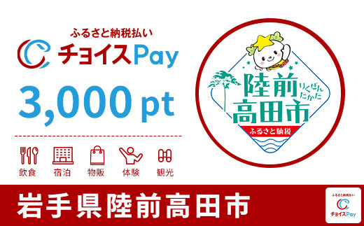 
            陸前高田市チョイスPay 3,000pt【会員限定のお礼の品】
          