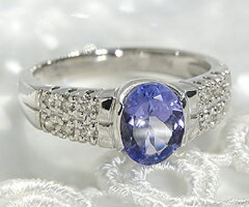 指輪 天然 ダイヤモンド 1.0ct SIクラス タンザナイト オーバルカット【プラチナ950】r-129（KRP）N6-1411