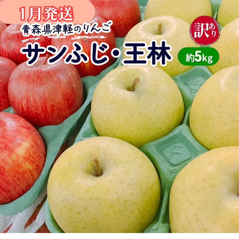 【ふるさと納税】【1月発送】【訳あり】青森県津軽のりんご「サンふじ・王林」約5kg【里いちみfarm】 　お届け：2026年1月8日～2026年1月30日