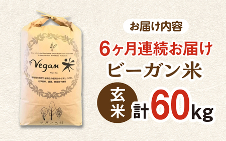 【全6回定期便】ビーガン米 玄米 計60kg（10kg×6回） / 佐賀県 / 株式会社サガンベジ [41ANCH007]