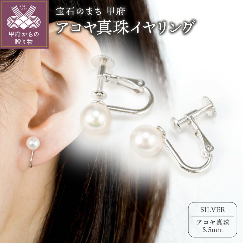 【ふるさと納税】＜ 甲府ジュエリー ＞ イヤリング ジュエリー レディース アクセサリー アコヤ 真珠 パール 5.5mm シンプル ジュエリーケース付 保証書付 k118-105