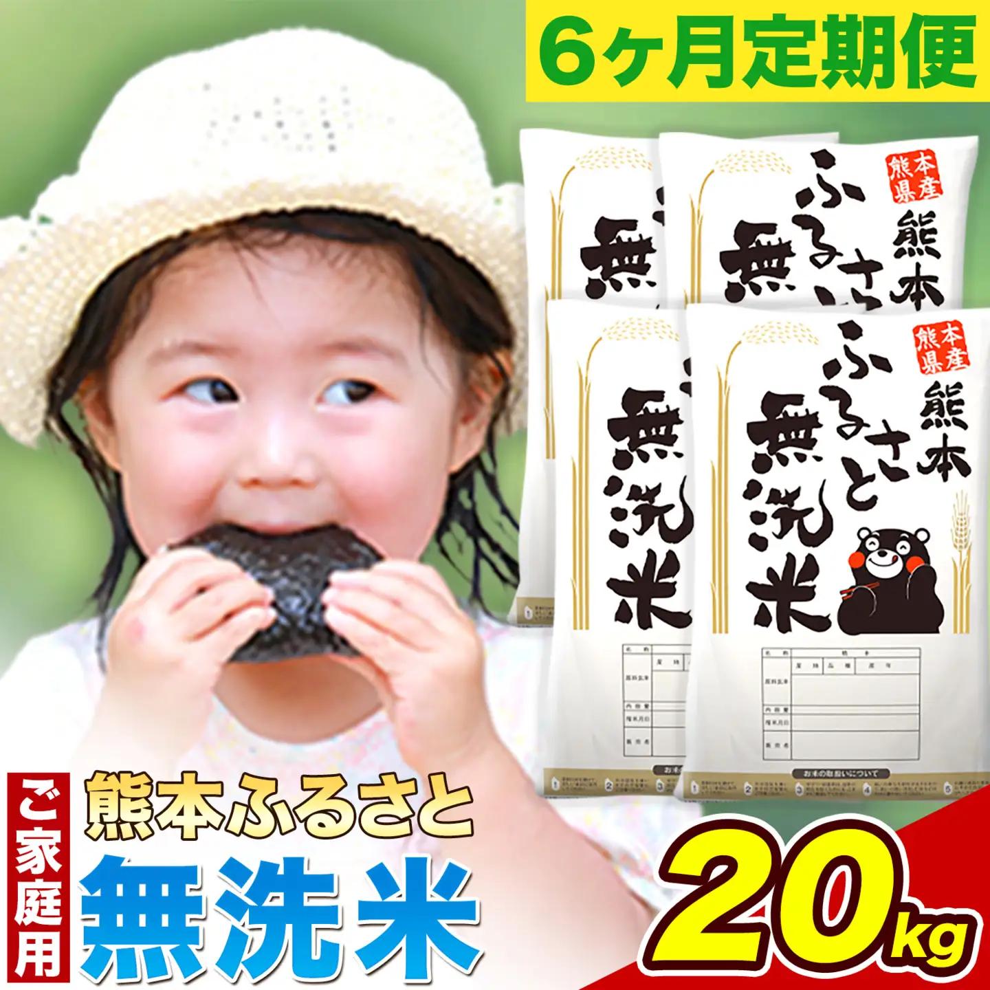 【6ヶ月定期便】熊本ふるさと無洗米 20kg《お申し込みの翌月から出荷》