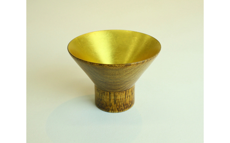 ぐい呑（拭き漆×金箔） 「再生の一献」茶 wa112-010