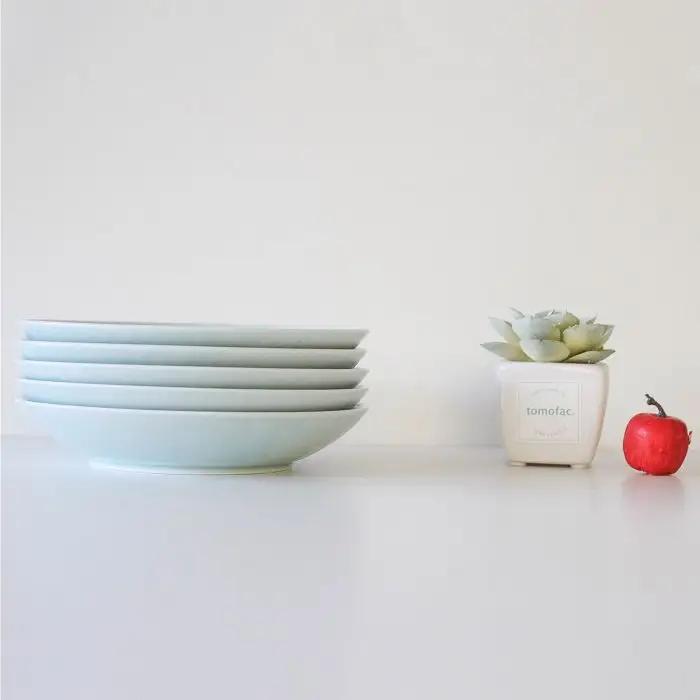 【波佐見焼】麻の葉シリーズ 21.5cm プレート L ブルー 5枚セット 大皿 食器 皿 【陶芸ゆたか】 [VA51]  波佐見焼
