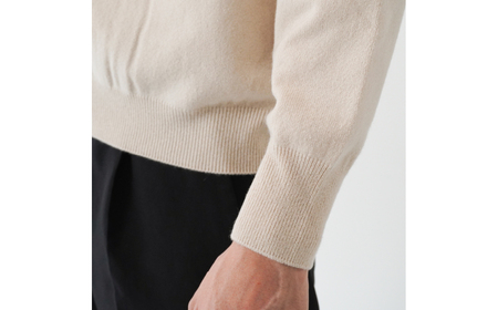 ベビーカシミヤ　クルーネック　メンズ　Lサイズ　【ベージュ】 【178001-2】 ｶｼﾐﾔ 天然素材 ｾｰﾀｰ 服 国産 国内製造 ﾍﾞﾋﾞｰｶｼﾐﾔ