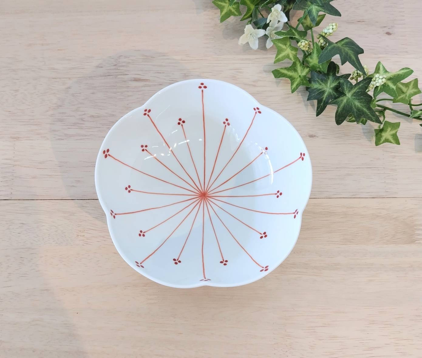 伊万里焼 小花十草（赤）桜鉢（小） H1068_イメージ2