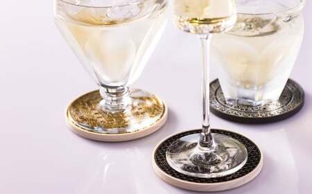 【水戸岡 鋭治氏デザイン】ユニメットワンコースター ステンレストップ (18金メッキ) アコヤベース 1個セット 【STAR+アコヤブラック】