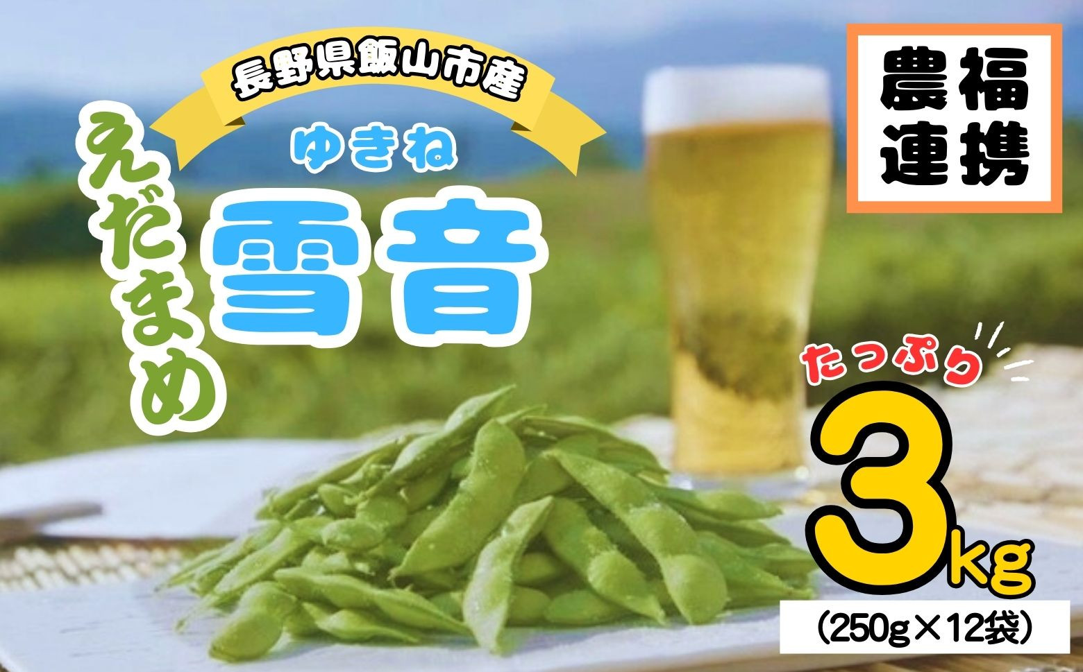 
            【先行予約】信州飯山なべくら高原産の枝豆「雪音（ゆきね）」　3kg(250gx12袋) (7-A12)
          
