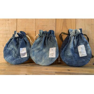 ふるさと納税 川棚町 upcycle　デニム 巾着 小物入れ(3個組)