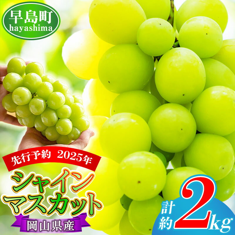 【ふるさと納税】岡山県産 約2kg 3房～4房 発送時期が選べる 訳あり シャインマスカット 2025年先行予約 シャインマスカット /フルーツ 王国 晴れの国岡山 定期便 果物 大粒 フルーツ 先行予約 シャイン 楽天限定 家庭用 /