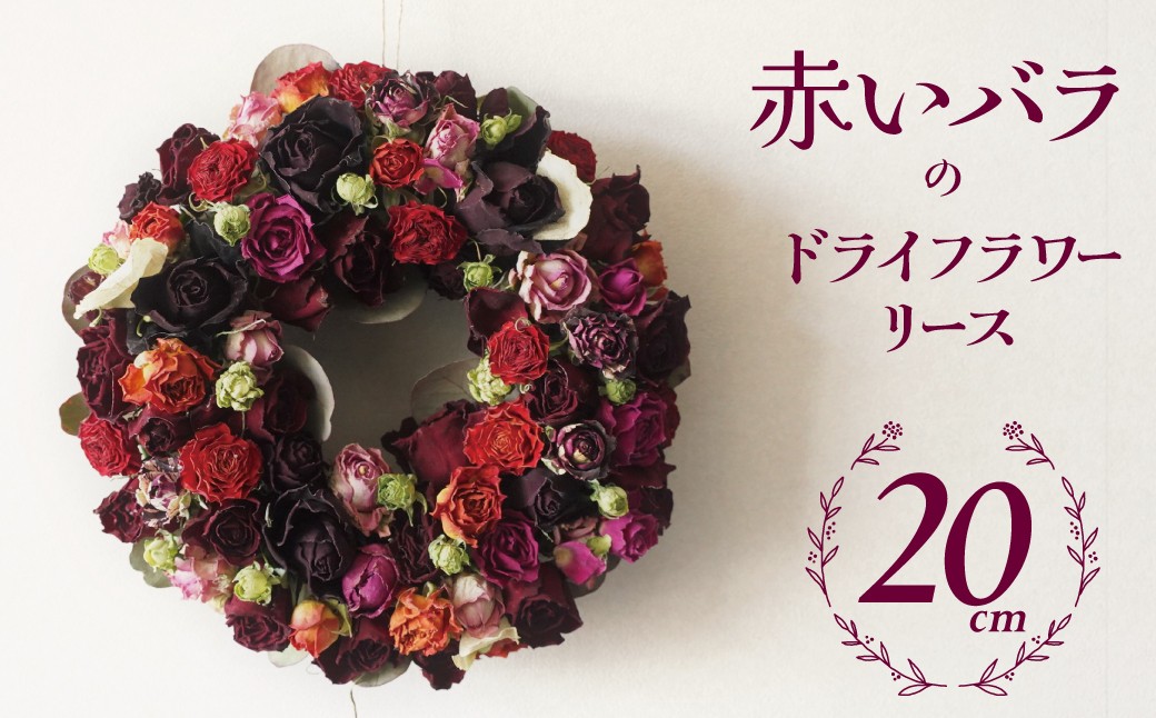 
【地産地消】バラづくしの華やぎドライフラワーリース 4色以上のバラを使用 壁掛け可能 インテリア プレゼント H092-060
